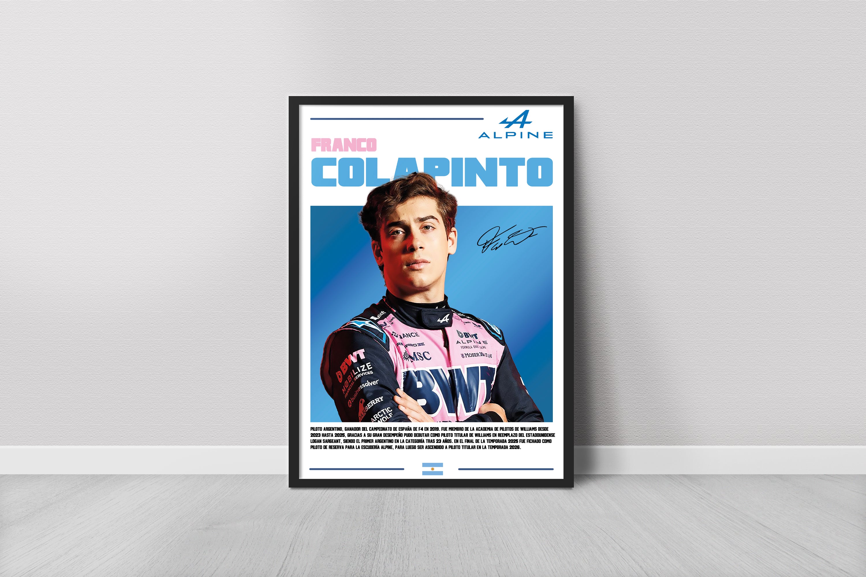 Franco Colapinto Alpine F1 Cuadro decorativo