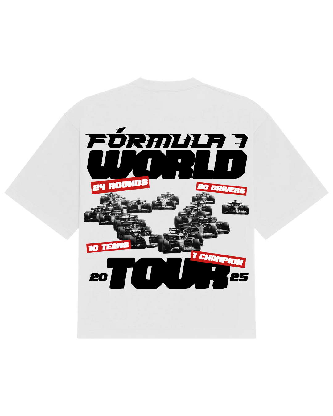Polera F1 World Tour 2025 Blanca Oversize