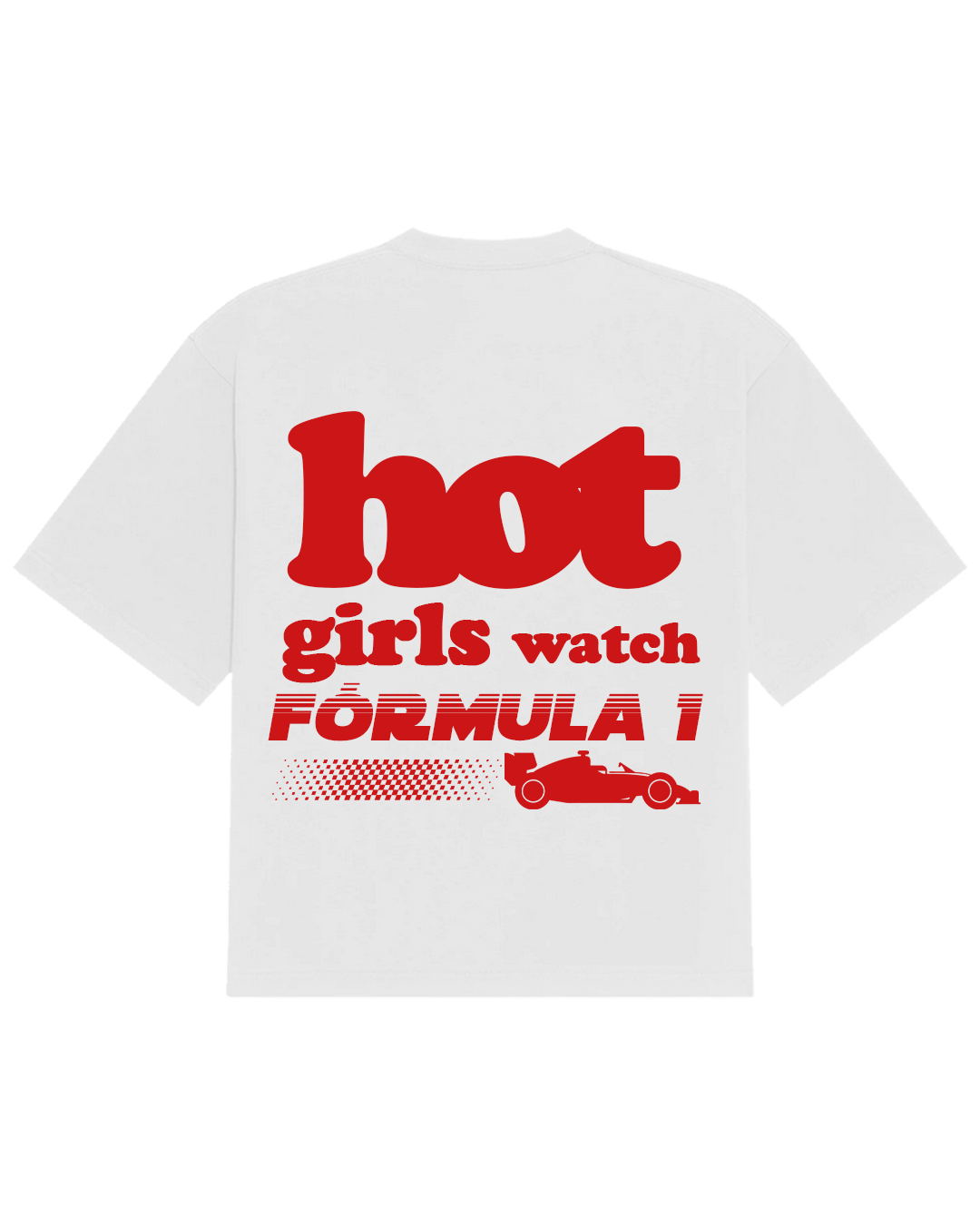 Polera Hot Girls Watch F1 Blanca Oversize