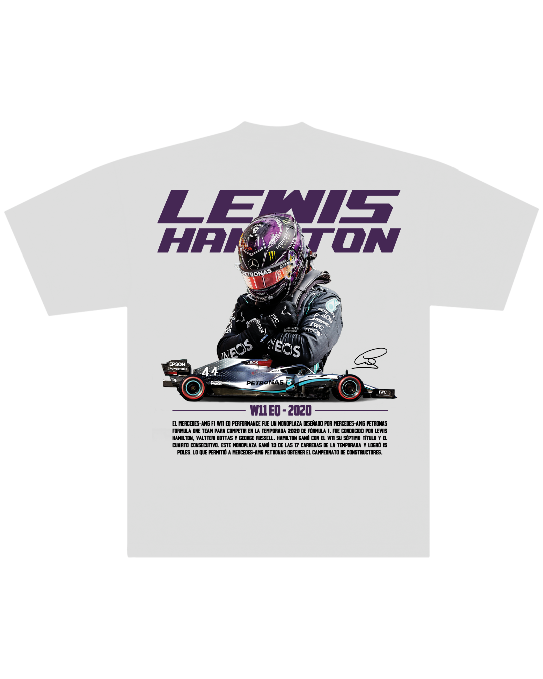 Polera Lewis Hamilton campeón F1 Mercedes W11 Comfort