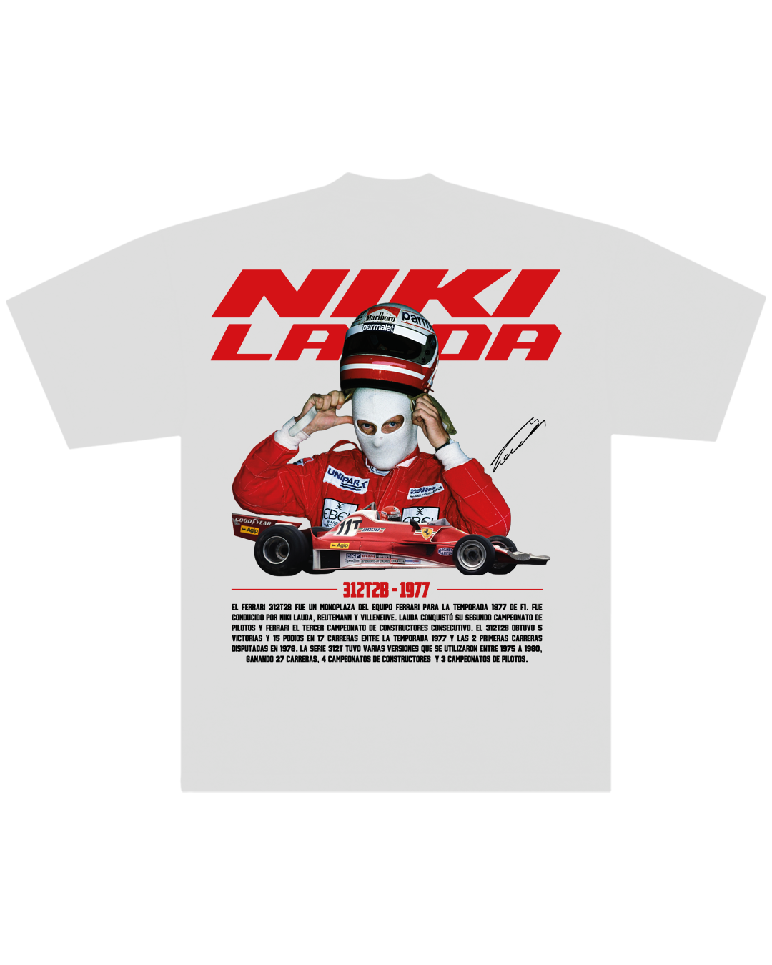 Polera Niki Lauda Campeón F1 Ferrari 312T2B 1977 Comfort