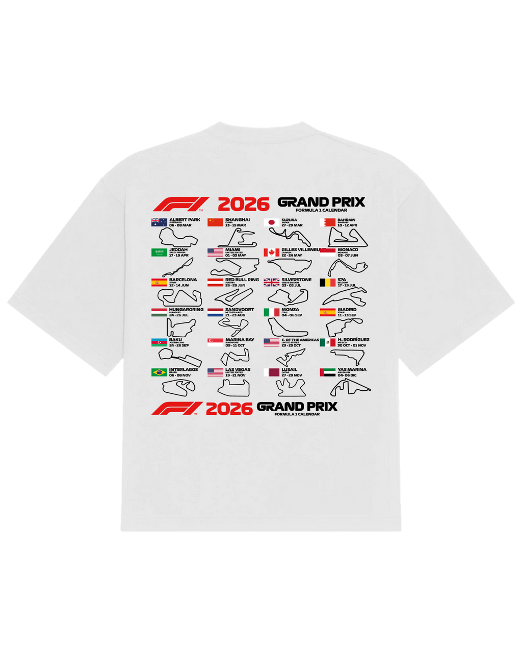 Polera Calendar F1 2026 Oversize