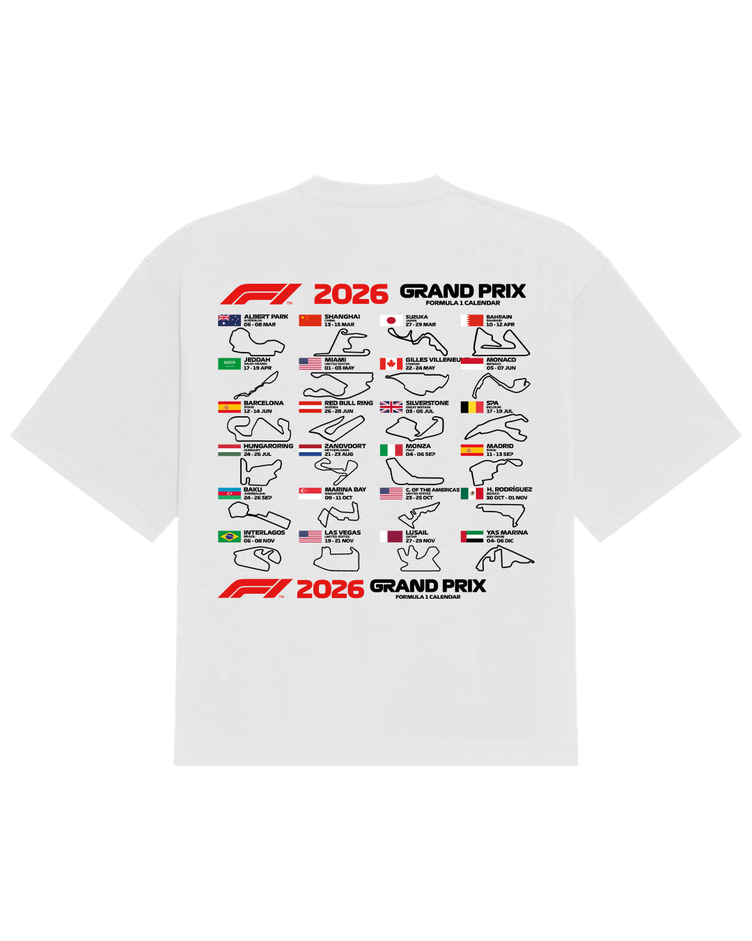 Polera Calendar F1 2026 Oversize