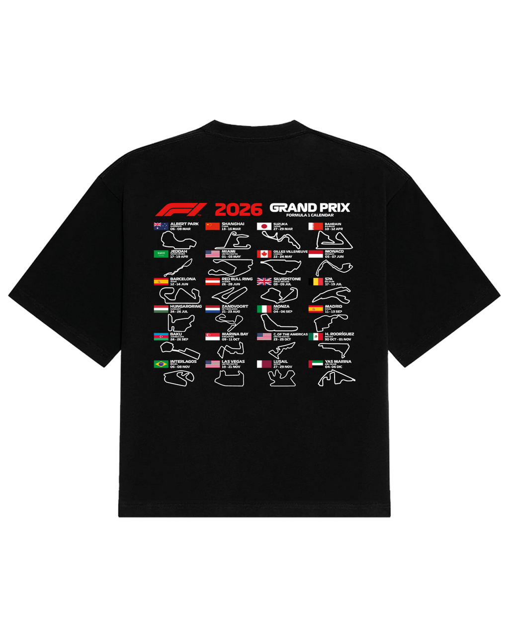 Polera Calendar F1 2026 Oversize