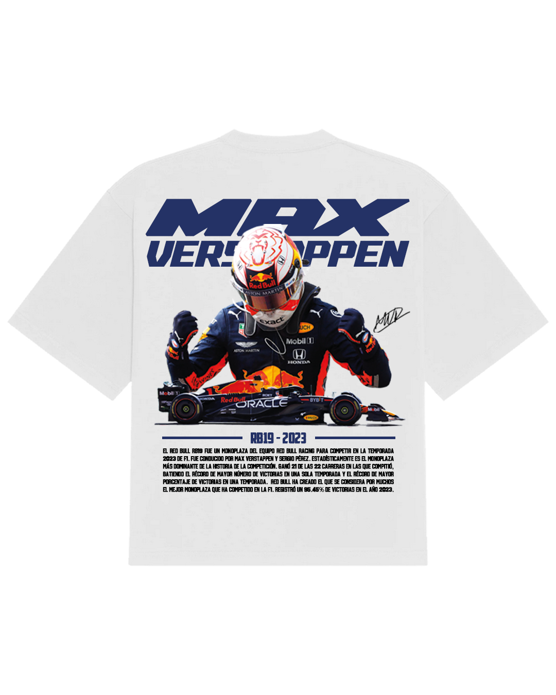 Max Verstappen Campeón F1 Redbull RB19 Blanca