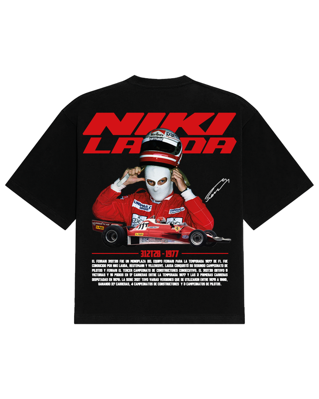 Niki Lauda Campeón F1 Ferrari 312T2B 1977 Negra Oversize